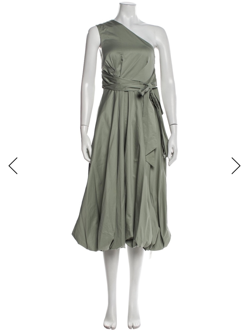 Tibi One-Shoulder Midi bubble dress in Sage